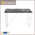 China manufacturer aldi luxury console table glass top metal leg computer desk